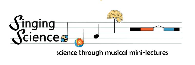 Singing Science musical stave, with scientific concepts for notes.